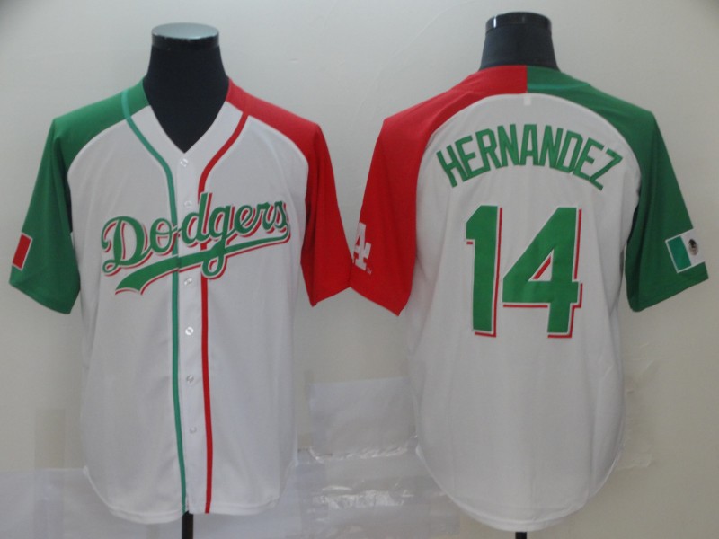 Men's Los Angeles Dodgers #14 Kiké Hernández Mexican Heritage Culture Night MLB Jersey